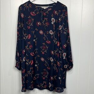 Anthropologie Cupcakes & Cashmere Dress S Navy Floral Print Swingy Quality Liner